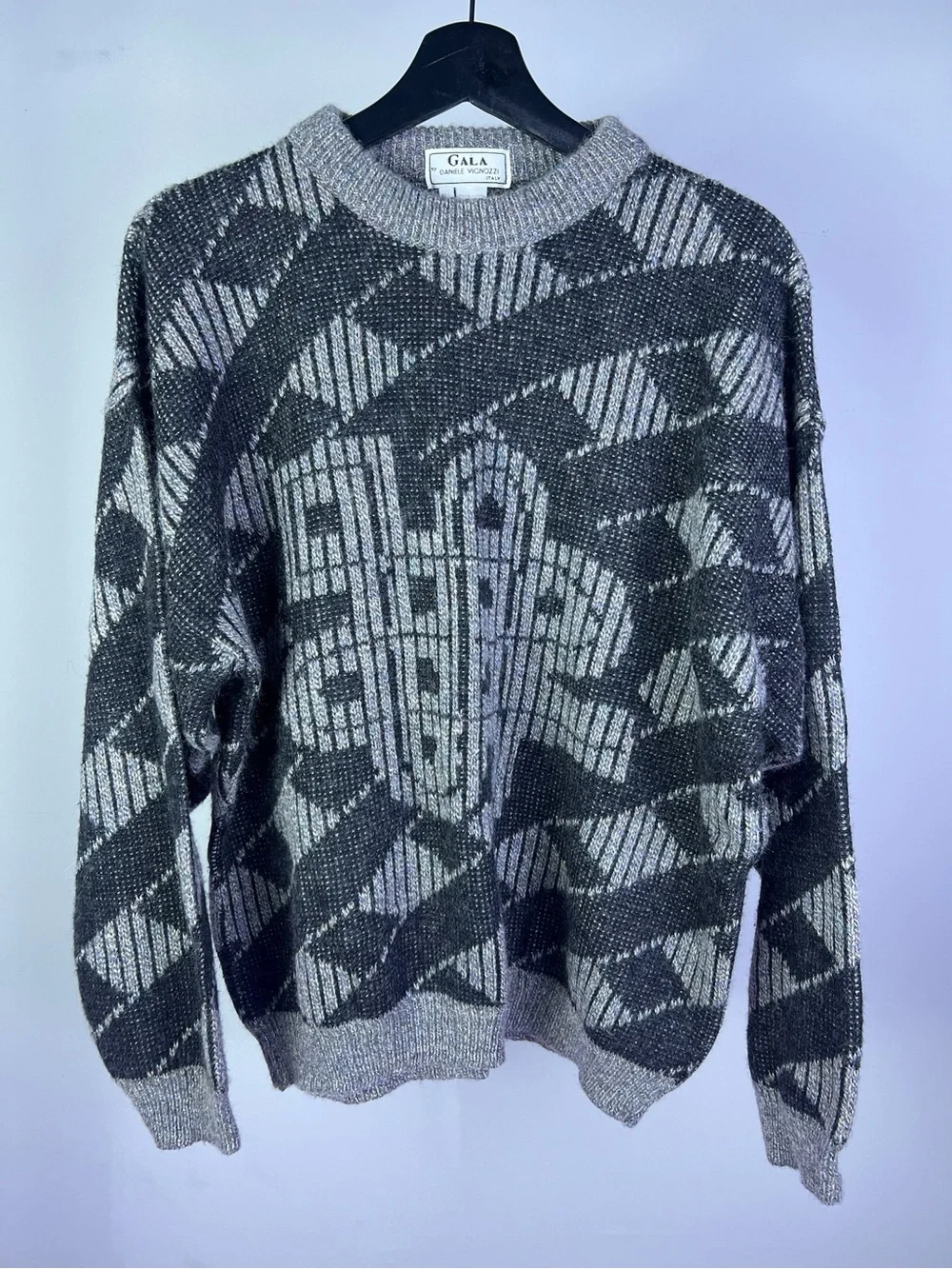 Vintage 80s Tricots St. Raphaël x Nordstrom Merino Wool Geometric Sweater XL